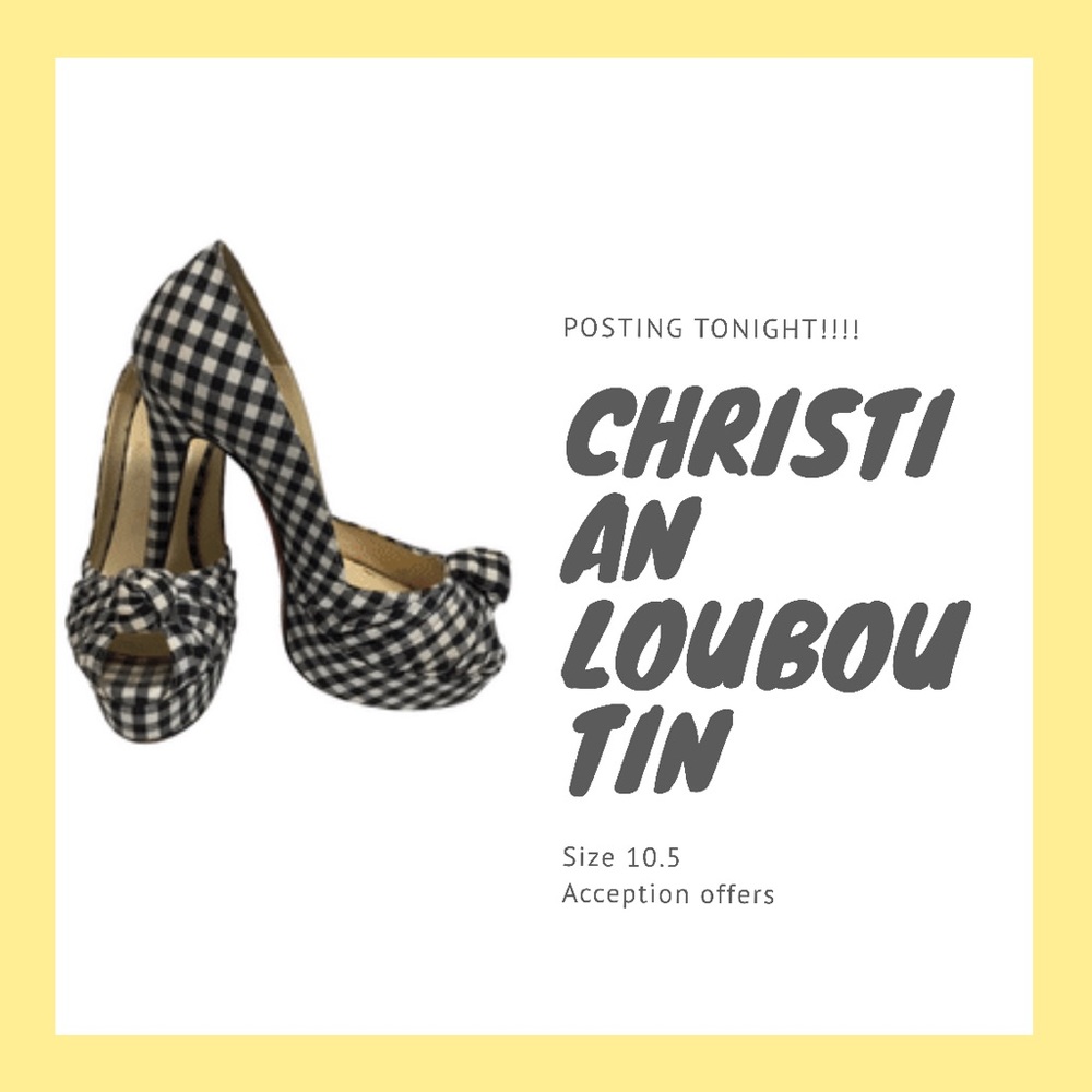 Christian Louboutin Gingham Peep Toe Pumps